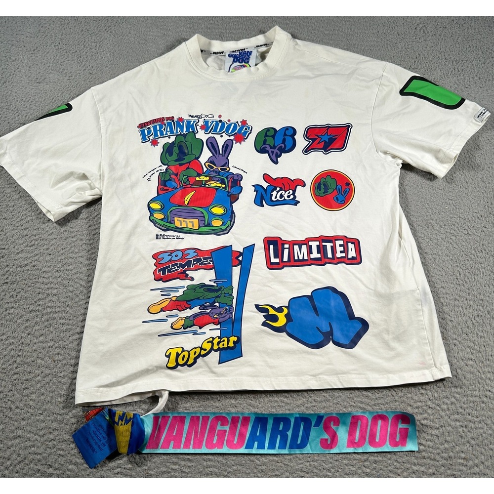 MWM Vanguard's Dog Shirt Mens S White Graphic Print Skater Grunge Streetwear Tee